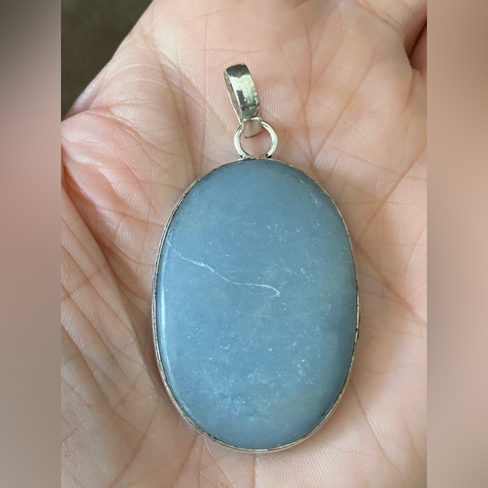 Elegant Owyhee Jade and 925 Sterling Silver Necklace Pendant